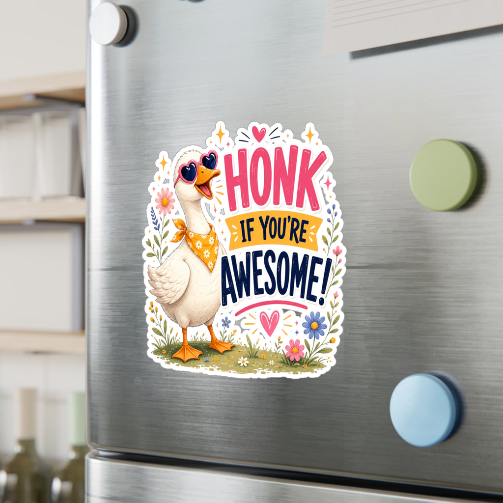 Sticker — "Honk If You’re Awesome" Cute Goose Vinyl Decal