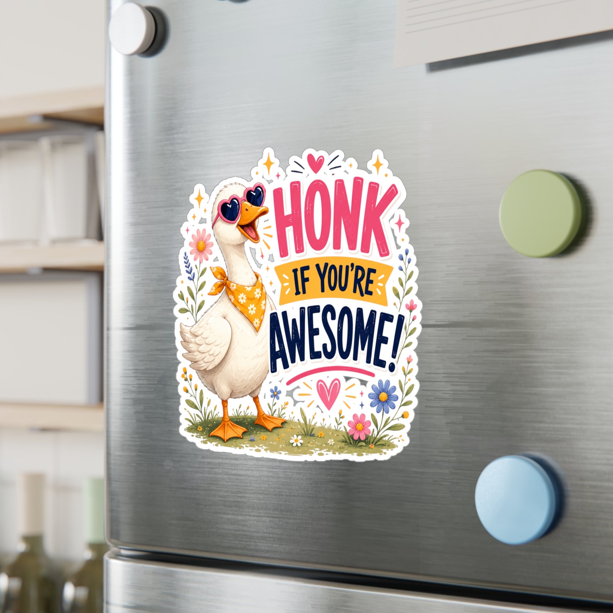 Sticker — "Honk If You’re Awesome" Cute Goose Vinyl Decal