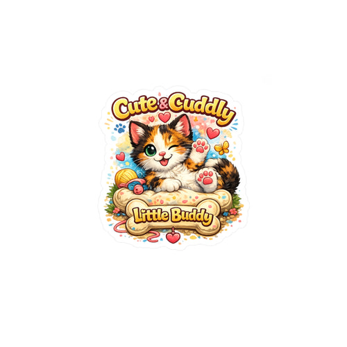 Cute & Cuddly Little Buddy Cat Sticker — Kiss-Cut Vinyl Decal