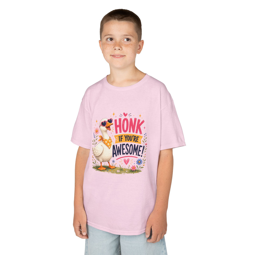Kids Tee — "Honk If You're Awesome!" Cute Goose Graphic Shirt