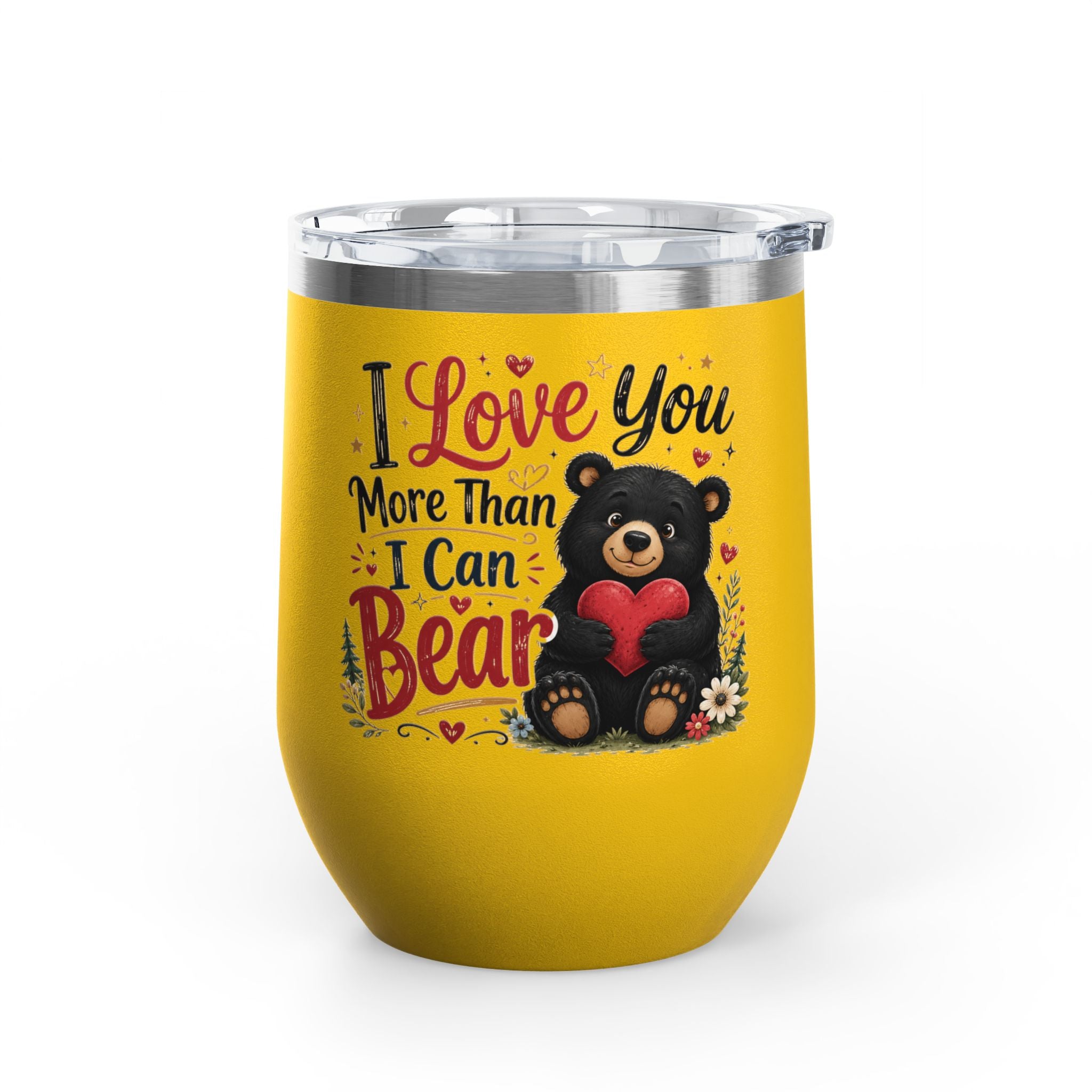“I Love You More Than I Can Bear” Cute Bear Glass, 12oz