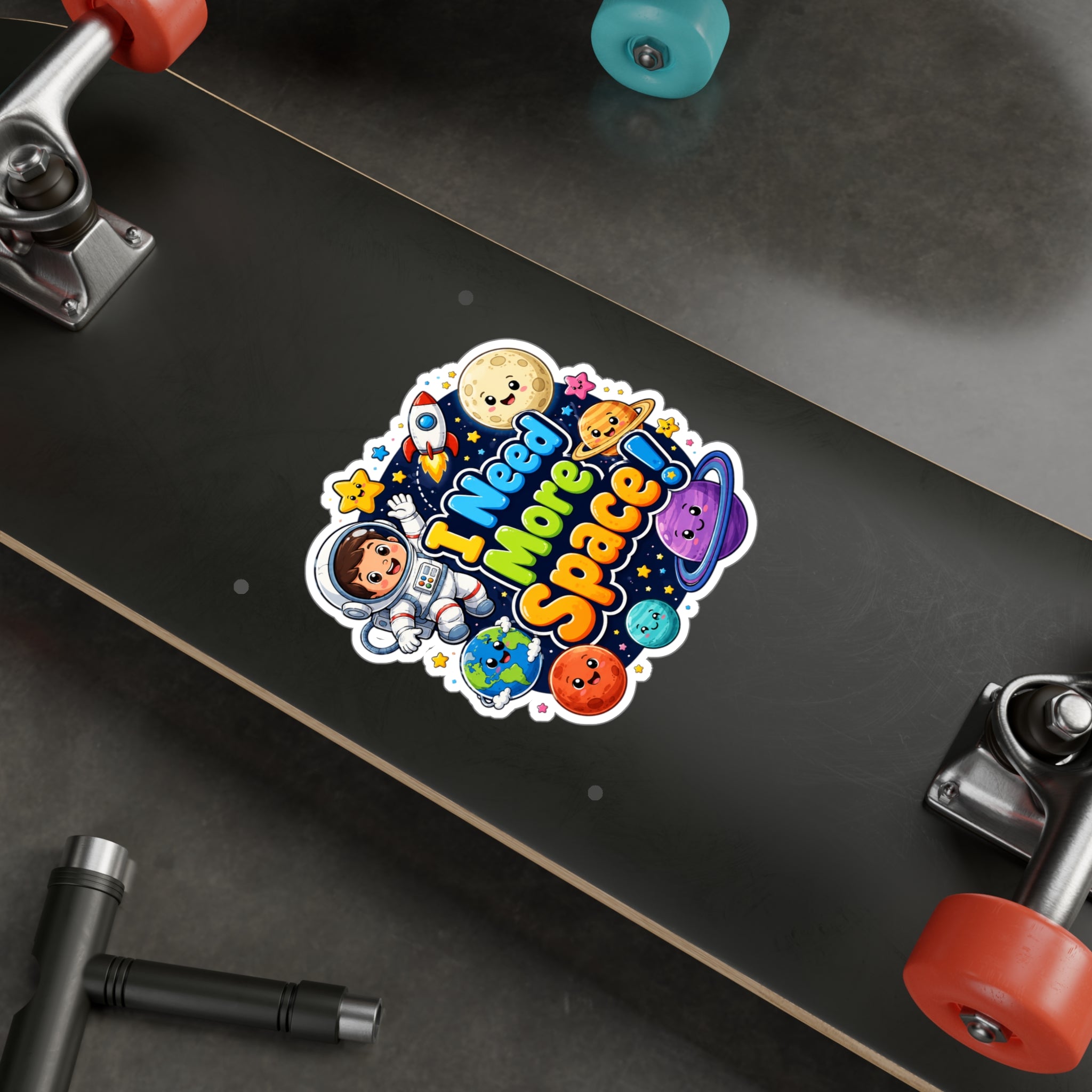 I Need More Space! Cute Space Astronaut Kiss-Cut Vinyl Sticker