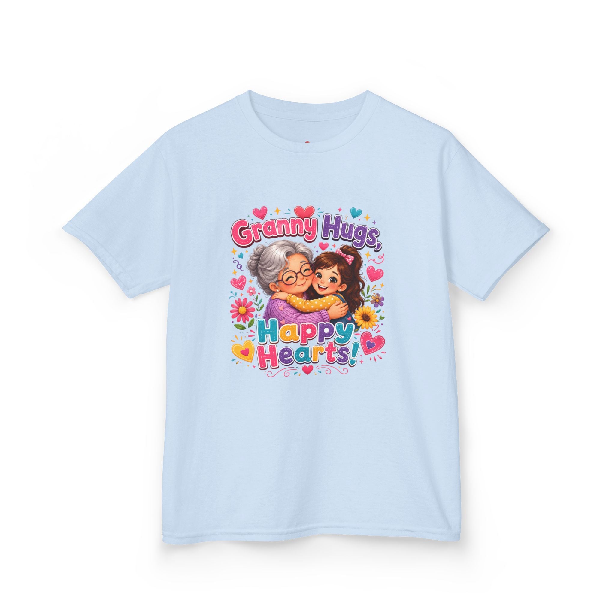 Granny Hugs Happy Hearts Tee | Grandma Grandchild Cute Illustration