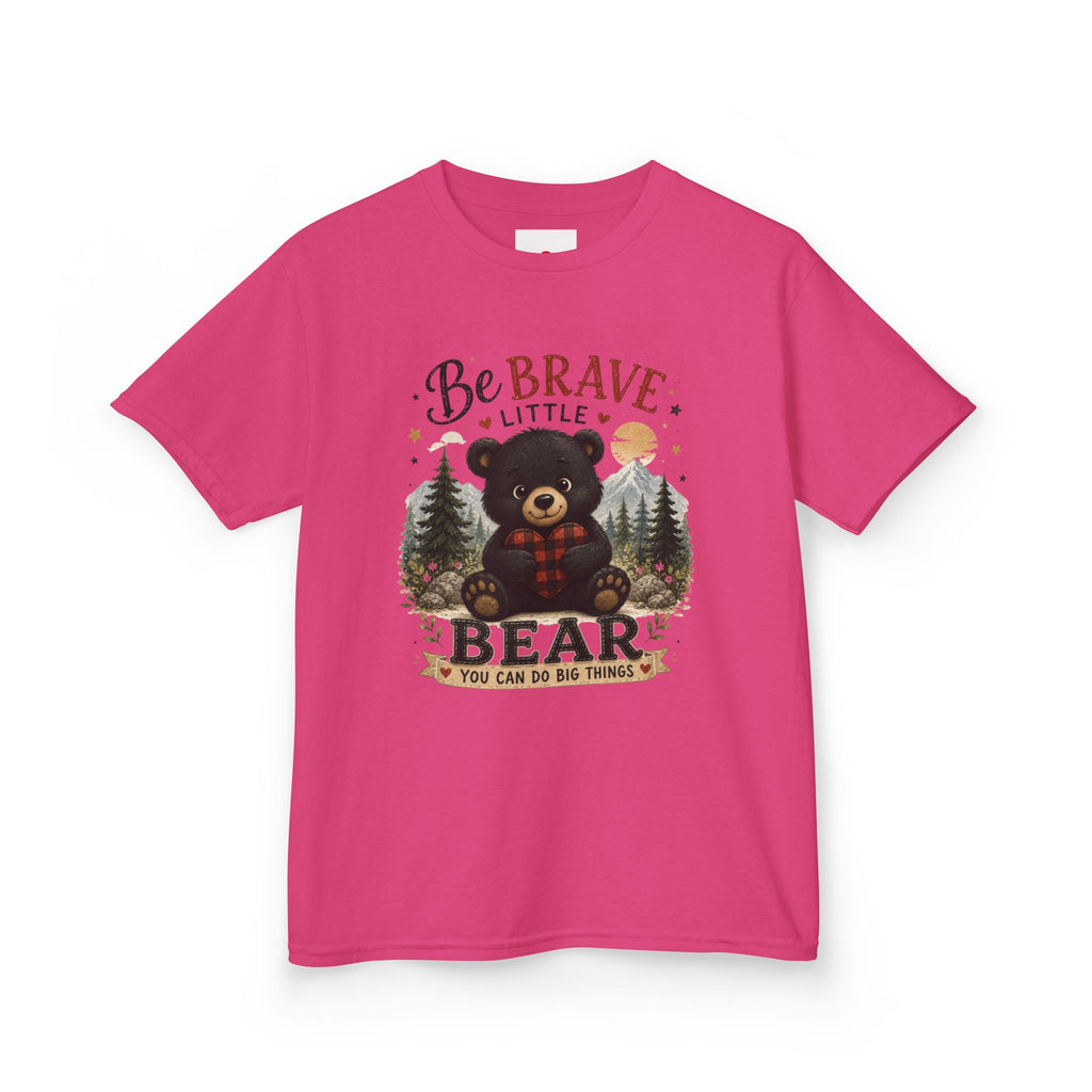 Kids T‑Shirt — "Be Brave Little Bear" Cute Woodland Bear Tee for Children, Inspirational Adventure Gift