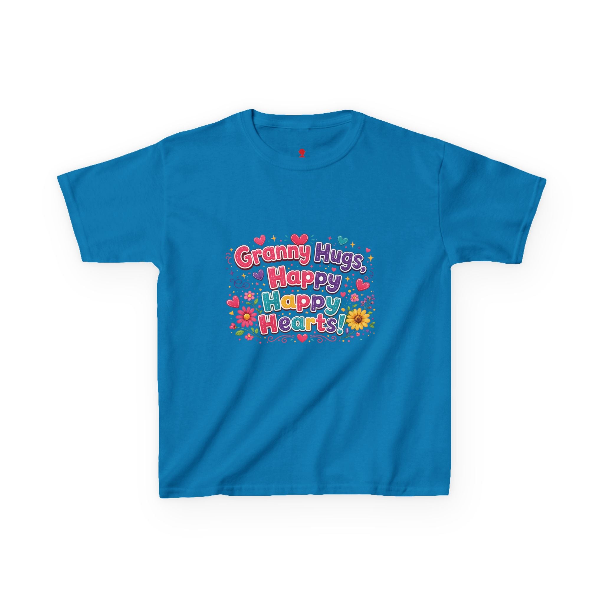 Granny Hugs Happy Hearts Kids Tee | Colorful Floral Kids Shirt
