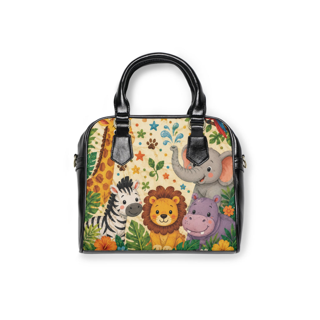 Cute Safari Animals Shoulder Handbag | Lion Zebra Elephant Hippo