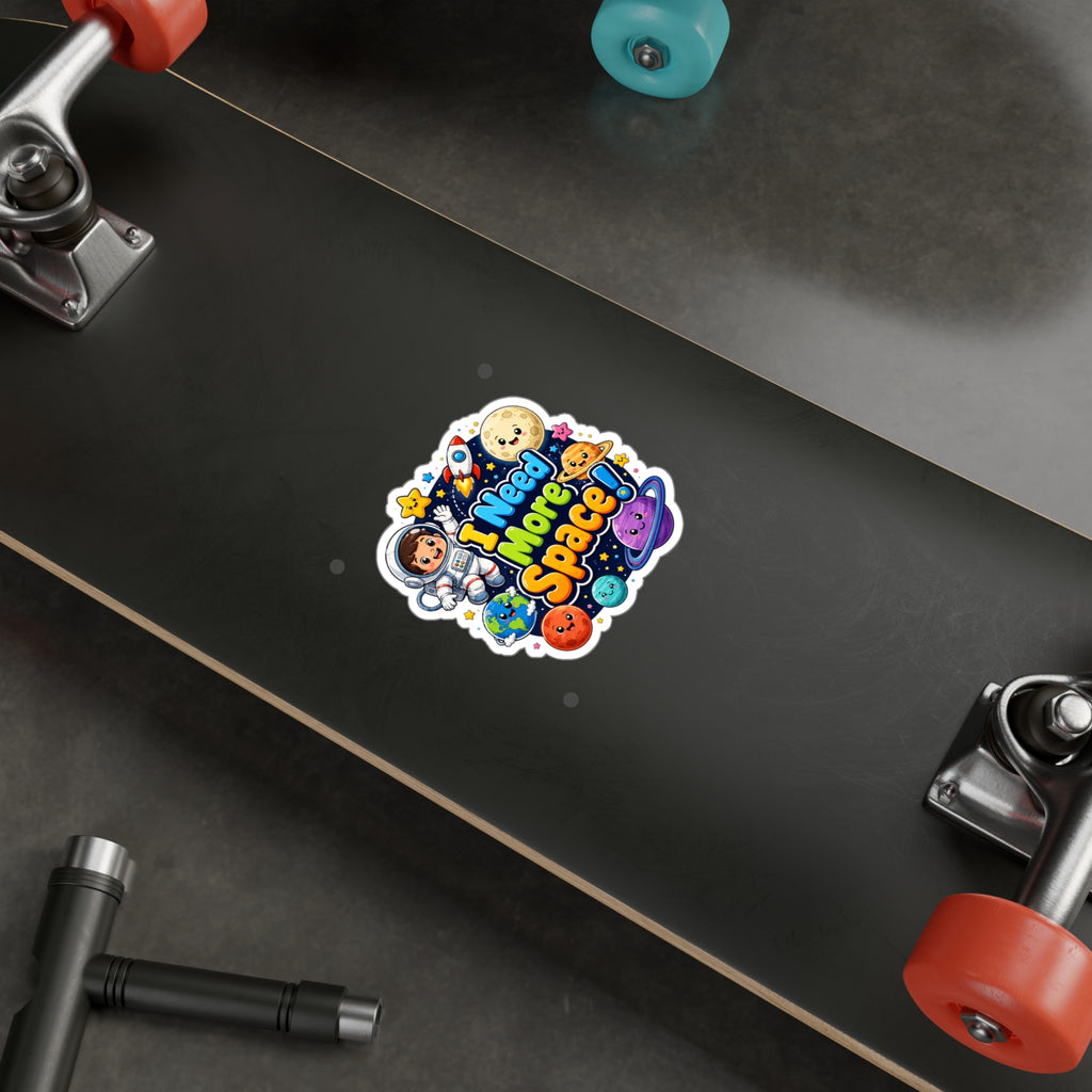I Need More Space! Cute Space Astronaut Kiss-Cut Vinyl Sticker