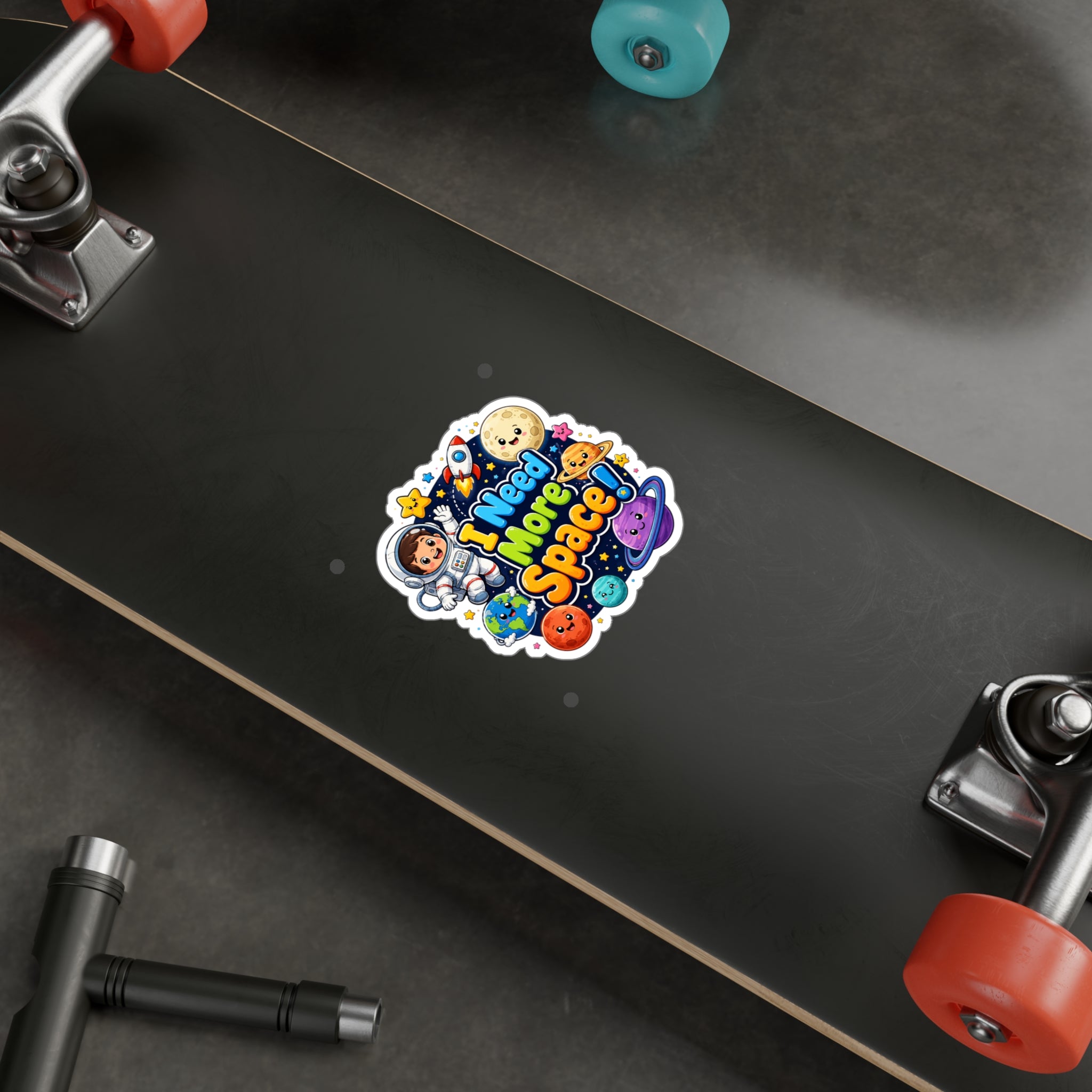 I Need More Space! Cute Space Astronaut Kiss-Cut Vinyl Sticker