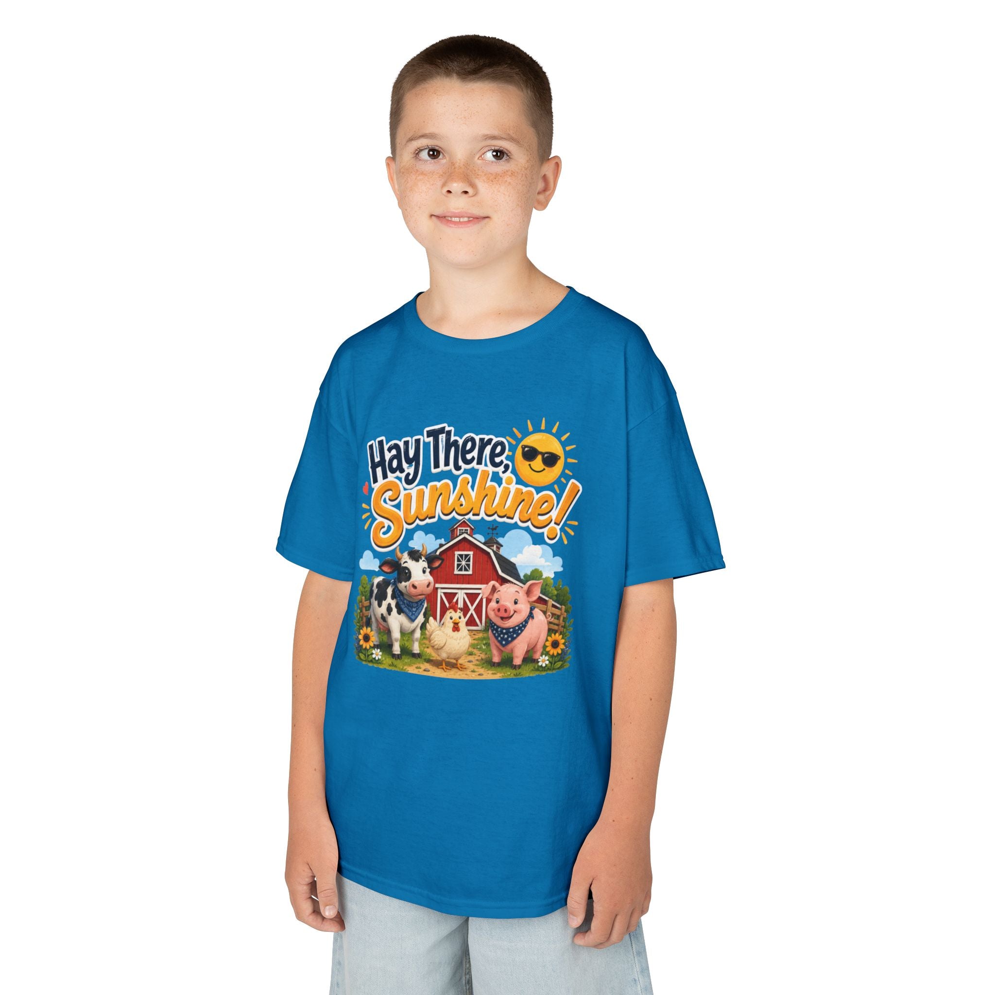 Kids Tee — "Hay There, Sunshine!" Farm Animal Graphic