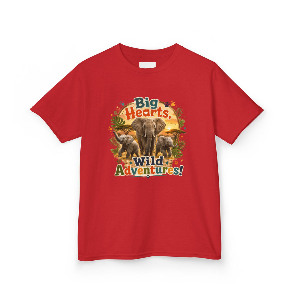 Kids T-Shirt — “Big Hearts, Wild Adventures!” Elephant Safari Shirt for Kids, Cute Animal Adventure Tee