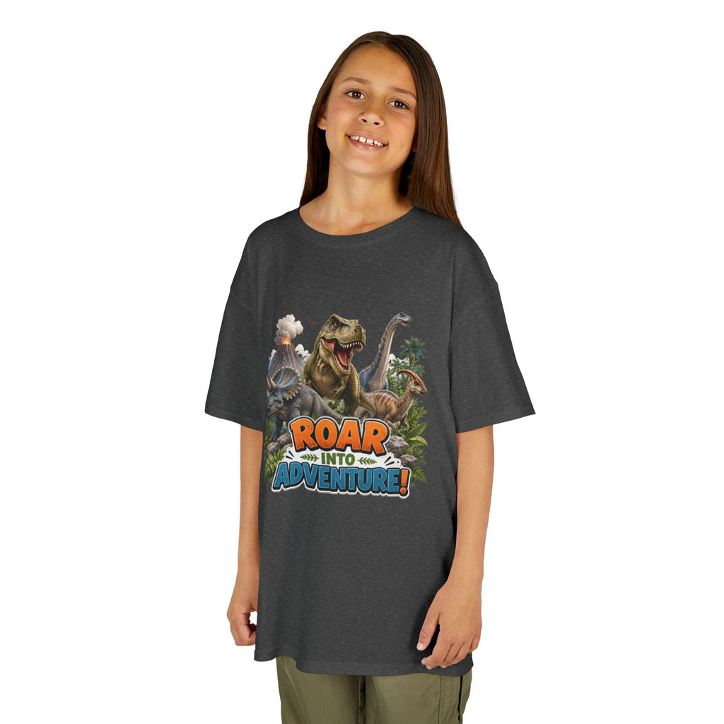 Kids Dinosaur Tee - "Roar Into Adventure" Graphic Shirt for Boys & Girls