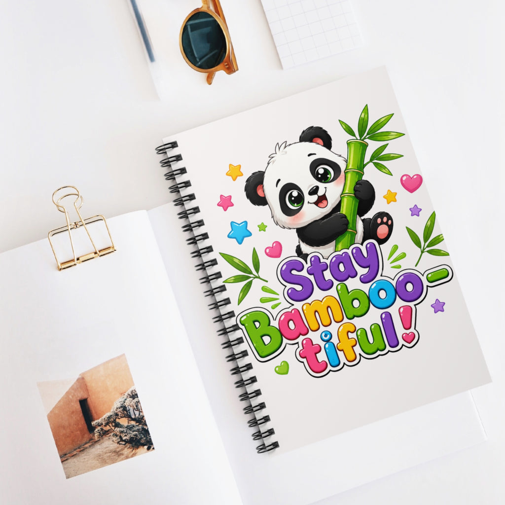 Stay Bambootiful Spiral Notebook — Cute Panda Ruled Notebook for Kids & Gift