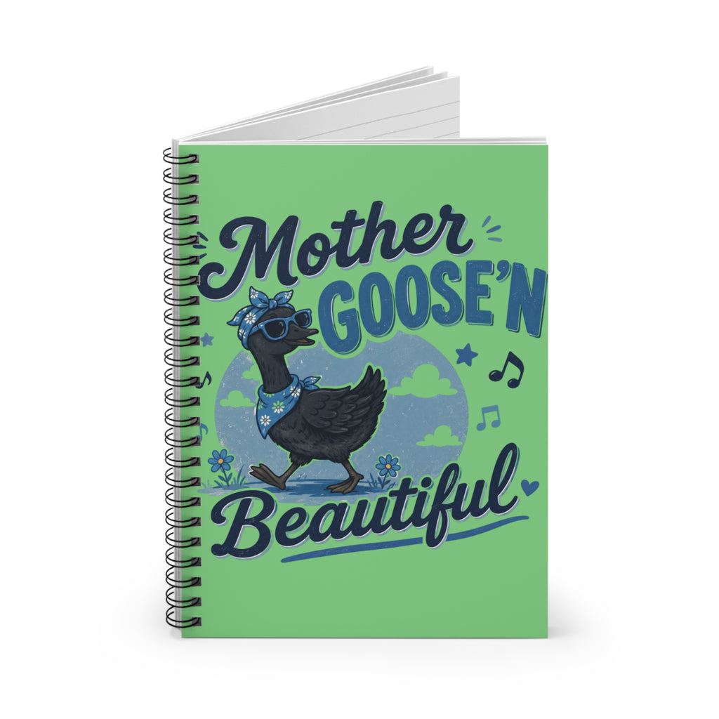 Mother Goose'n Beautiful Spiral Notebook — Cute Duck Illustration Ruled Journal