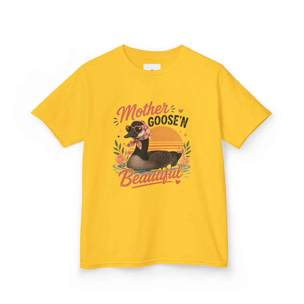 Kids Tee — "Mother Goose'n Beautiful" Cute Vintage Goose Graphic
