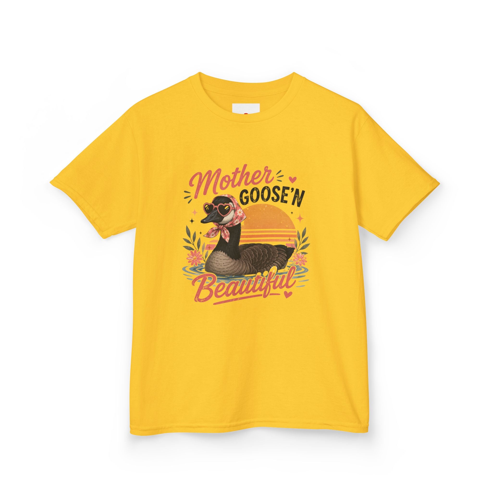 Kids Tee — "Mother Goose'n Beautiful" Cute Vintage Goose Graphic