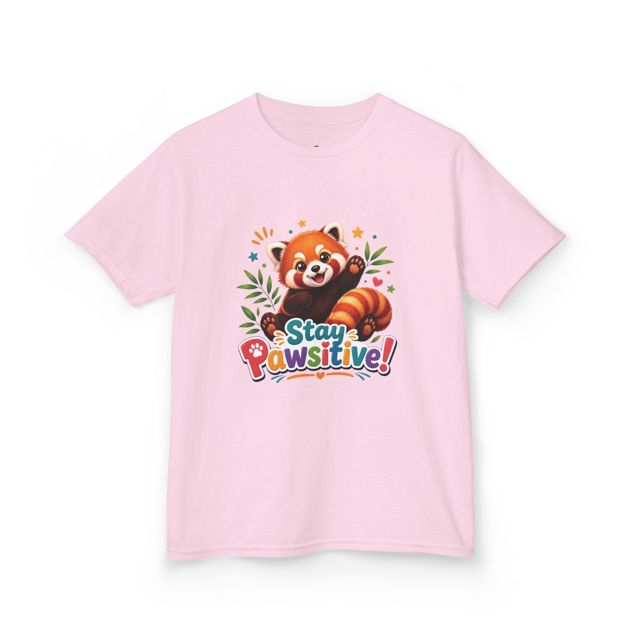 Stay Pawsitive Red Panda Kids Tee | Cute Animal Positive Message