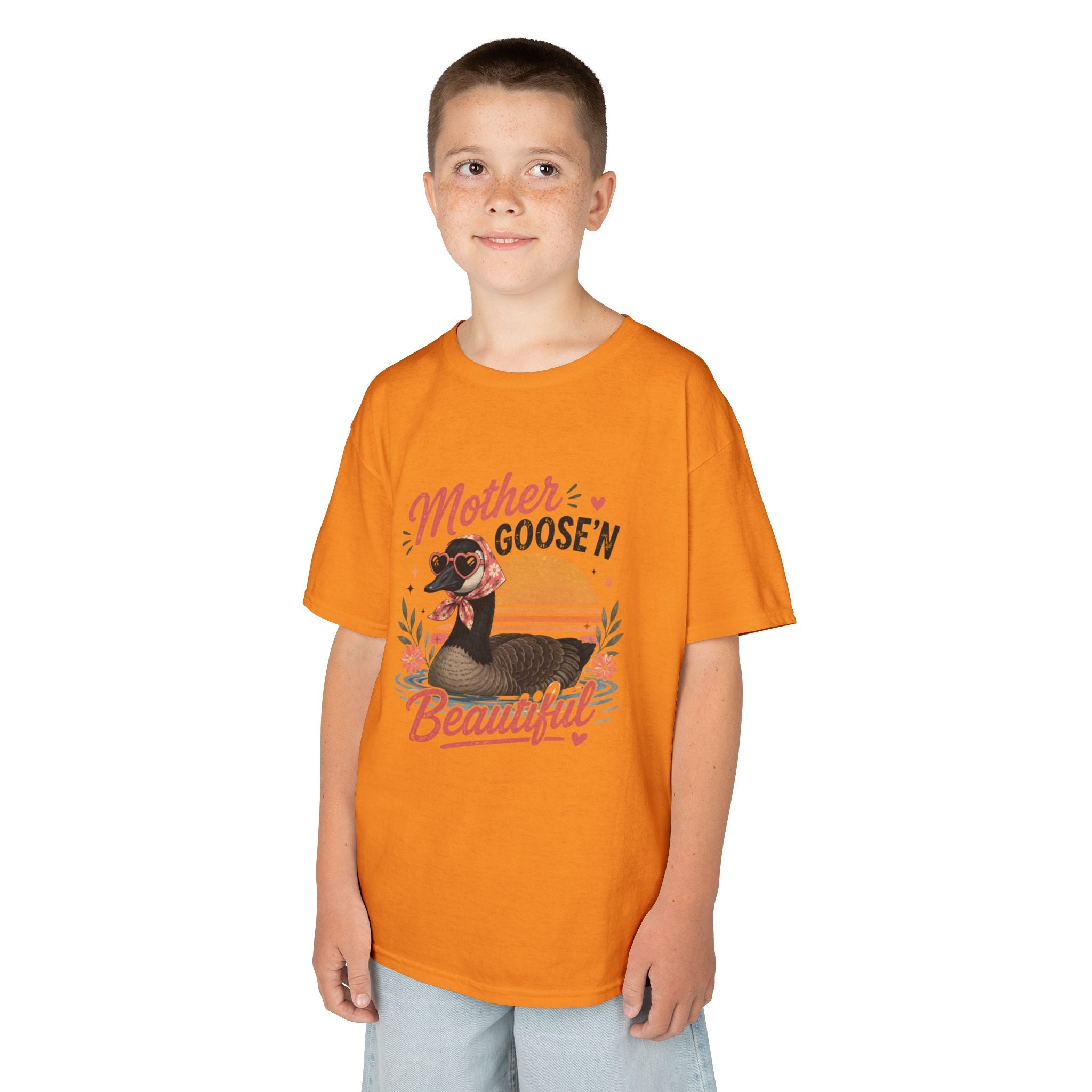 Kids Tee — "Mother Goose'n Beautiful" Cute Vintage Goose Graphic