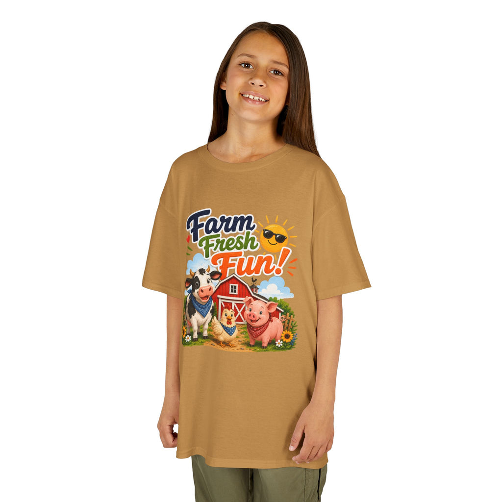 Kids Farm T-Shirt — "Farm Fresh Fun!" Cute Cow & Pig Toddler Tee
