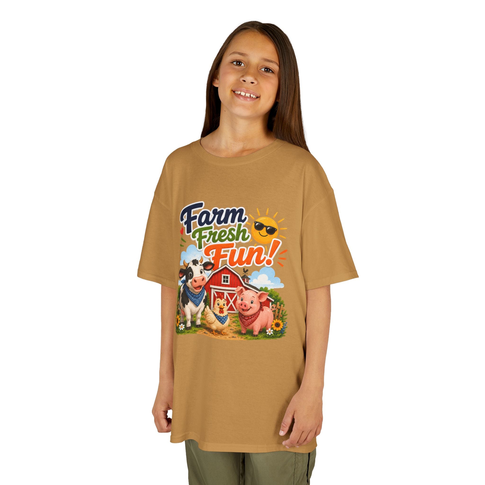 Kids Farm T-Shirt — "Farm Fresh Fun!" Cute Cow & Pig Toddler Tee