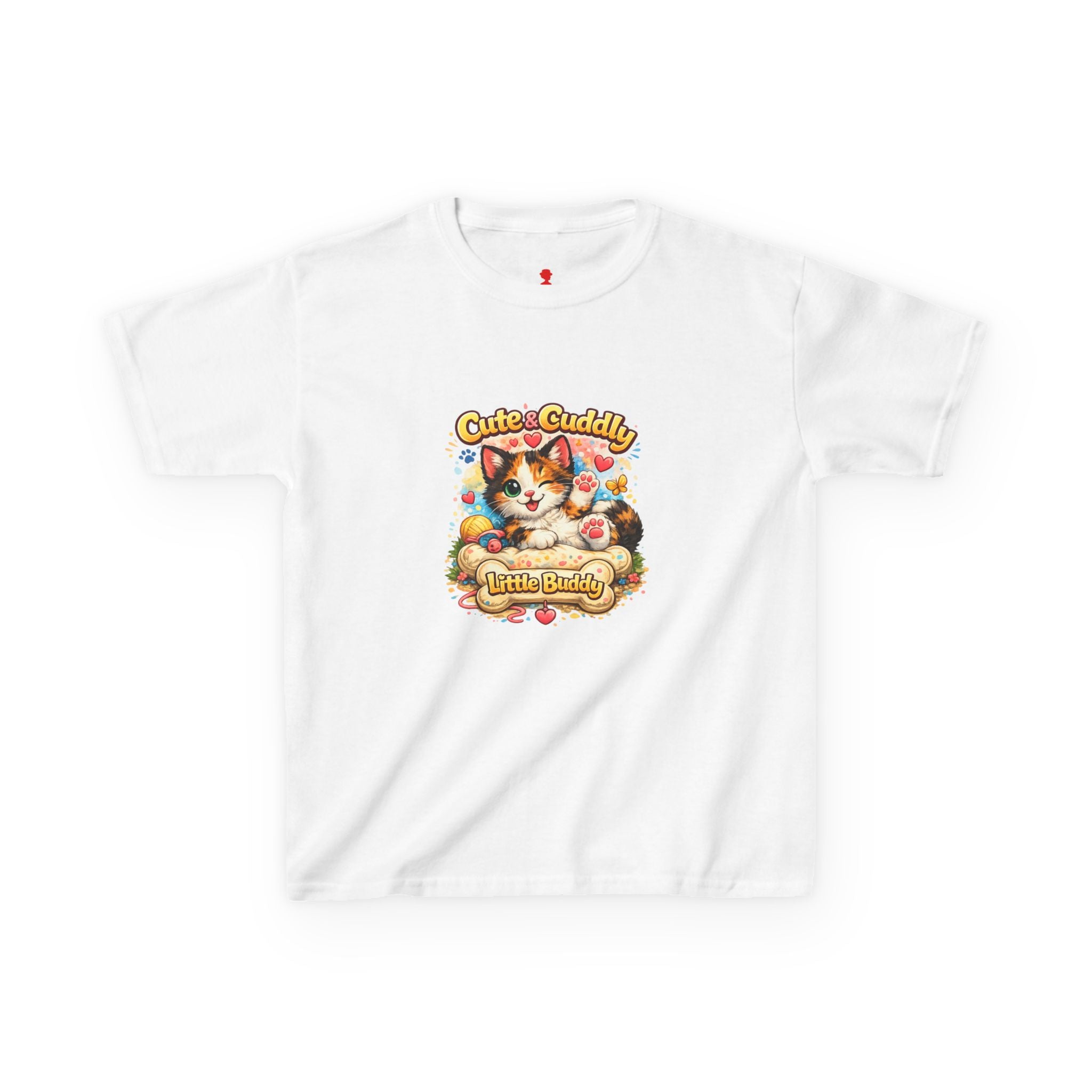 Kids T-Shirt — "Cute & Cuddly Little Buddy" Cat Graphic Tee