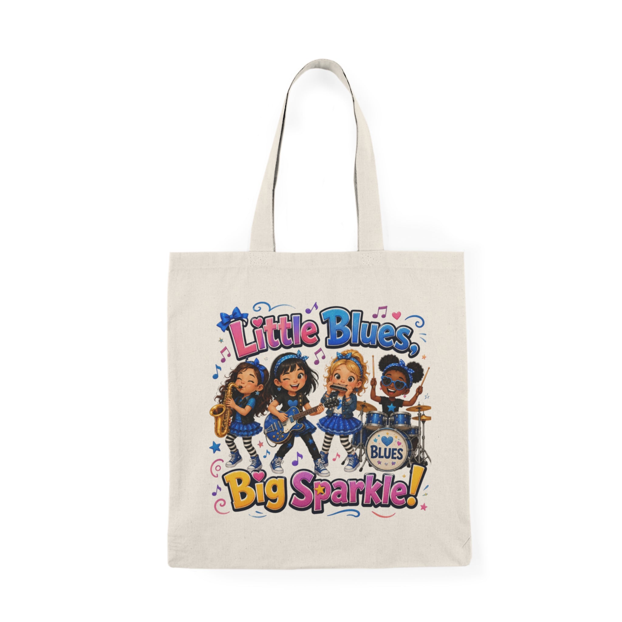 Natural Tote Bag — "Little Blues, Big Sparkle" Kids Music Tote