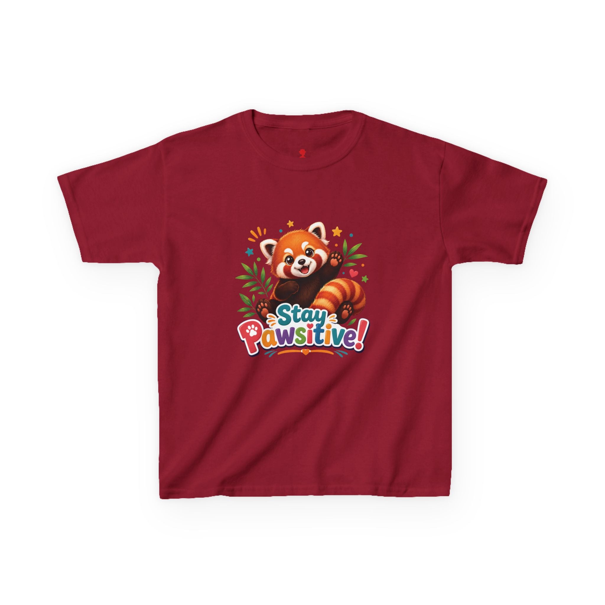 Stay Pawsitive Red Panda Kids Tee | Cute Animal Positive Message