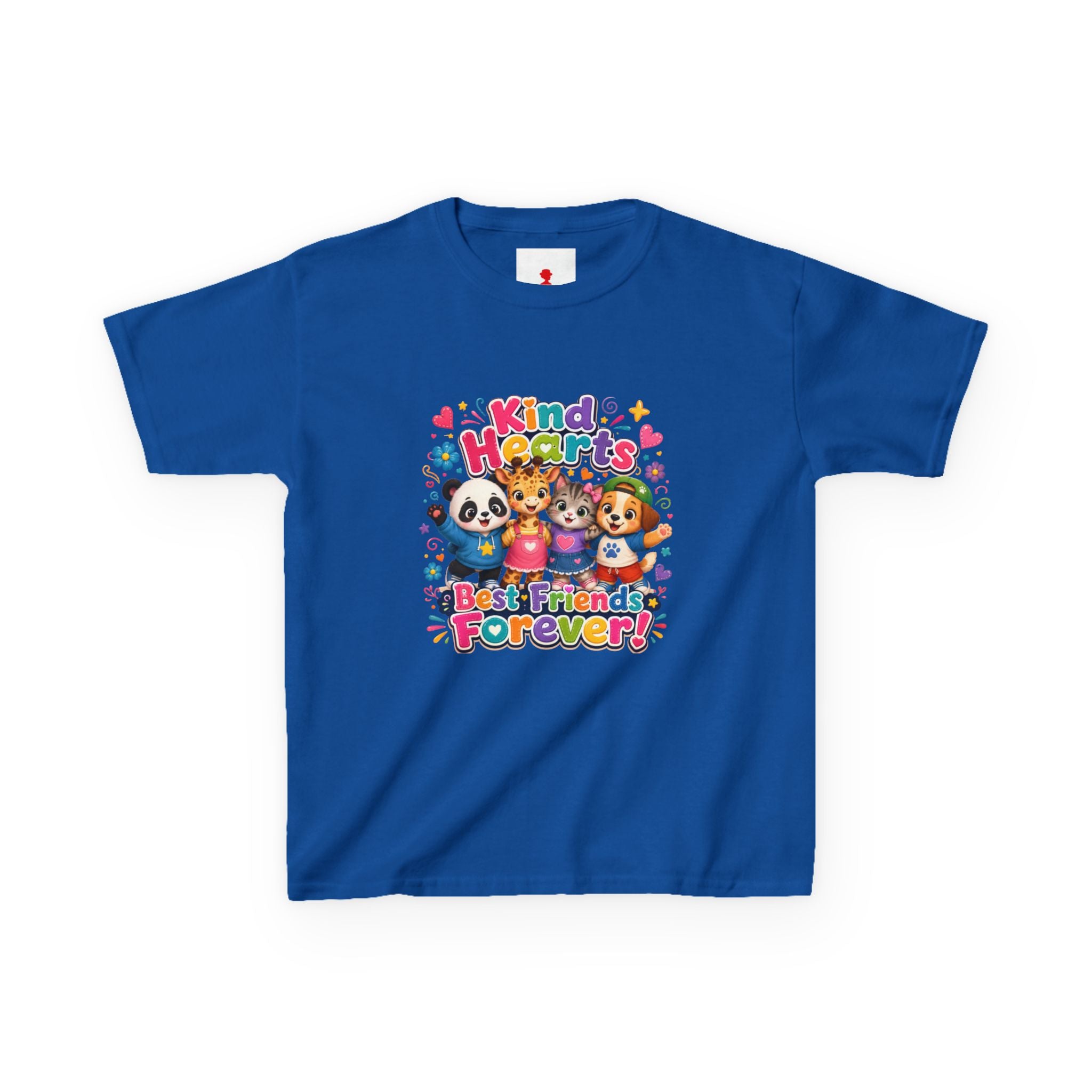 Kids Tee — "Kind Hearts Best Friends Forever" Colorful Cartoon Animals