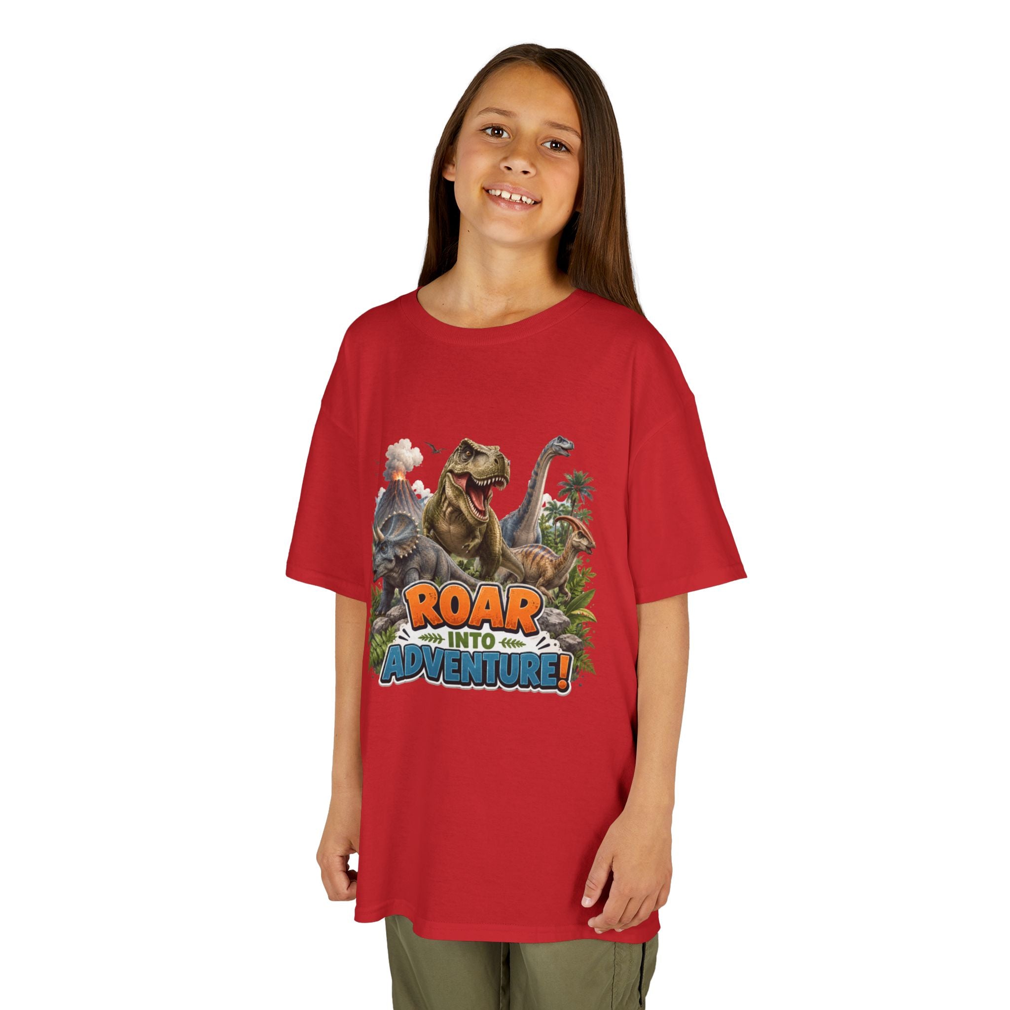 Kids Dinosaur Tee - "Roar Into Adventure" Graphic Shirt for Boys & Girls