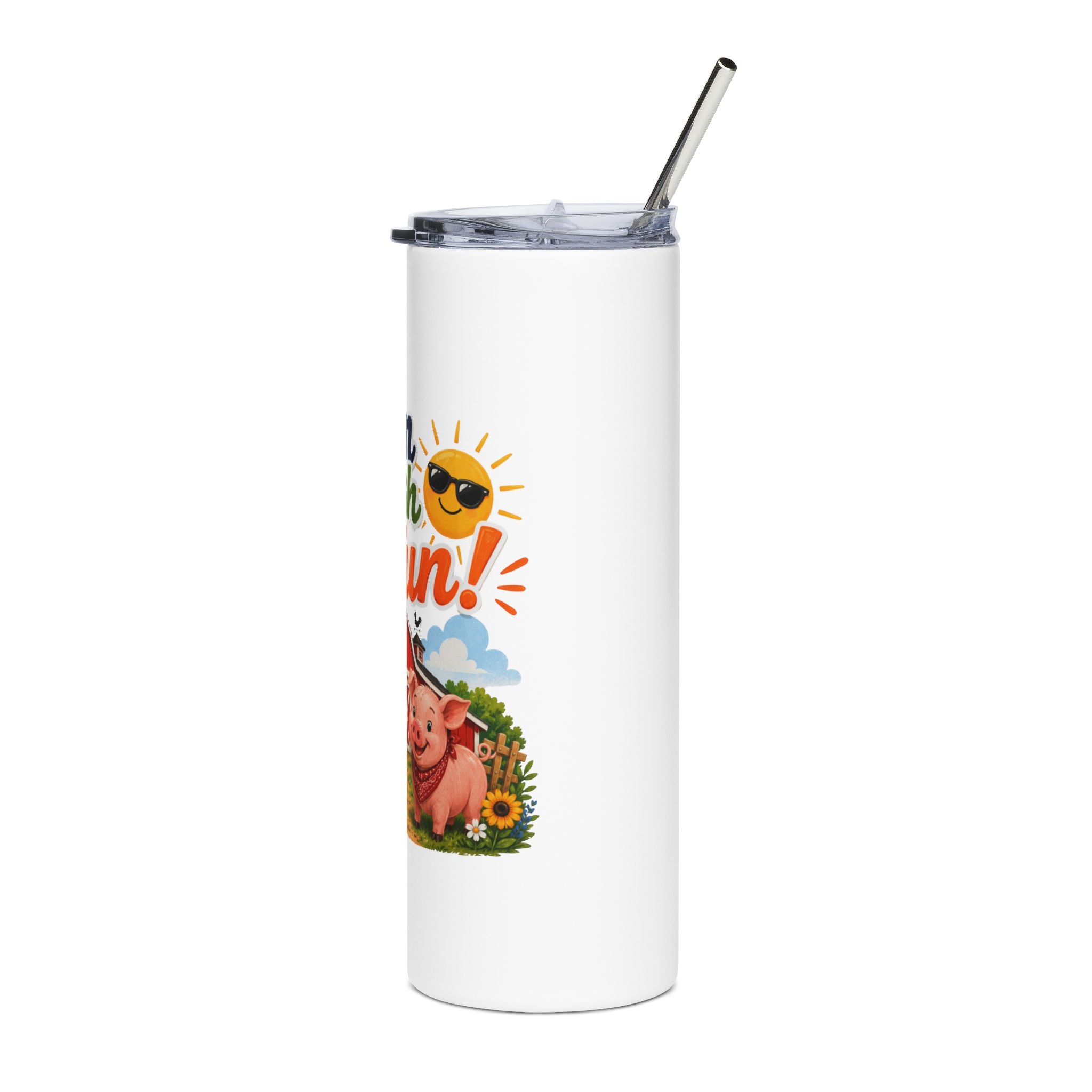 Farm Fresh Fun 20oz Stainless Steel Tumbler — Cute Cow & Pig Farm Design