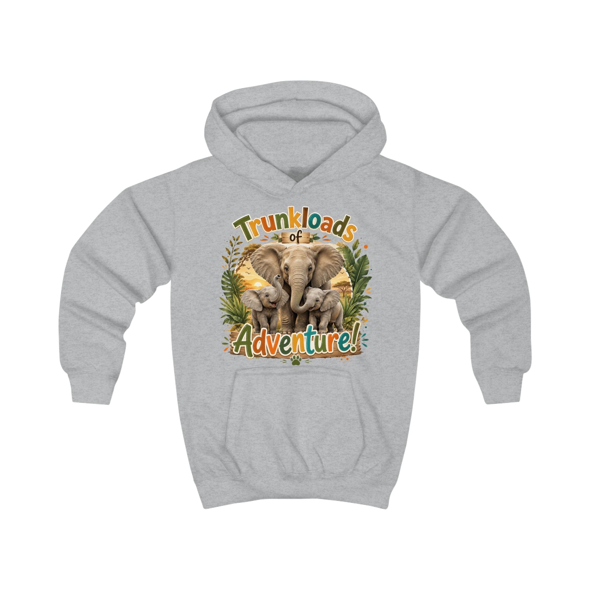 Kids Hoodie — "Trunkloads of Adventure" Elephant Graphic Hoodie for Children
