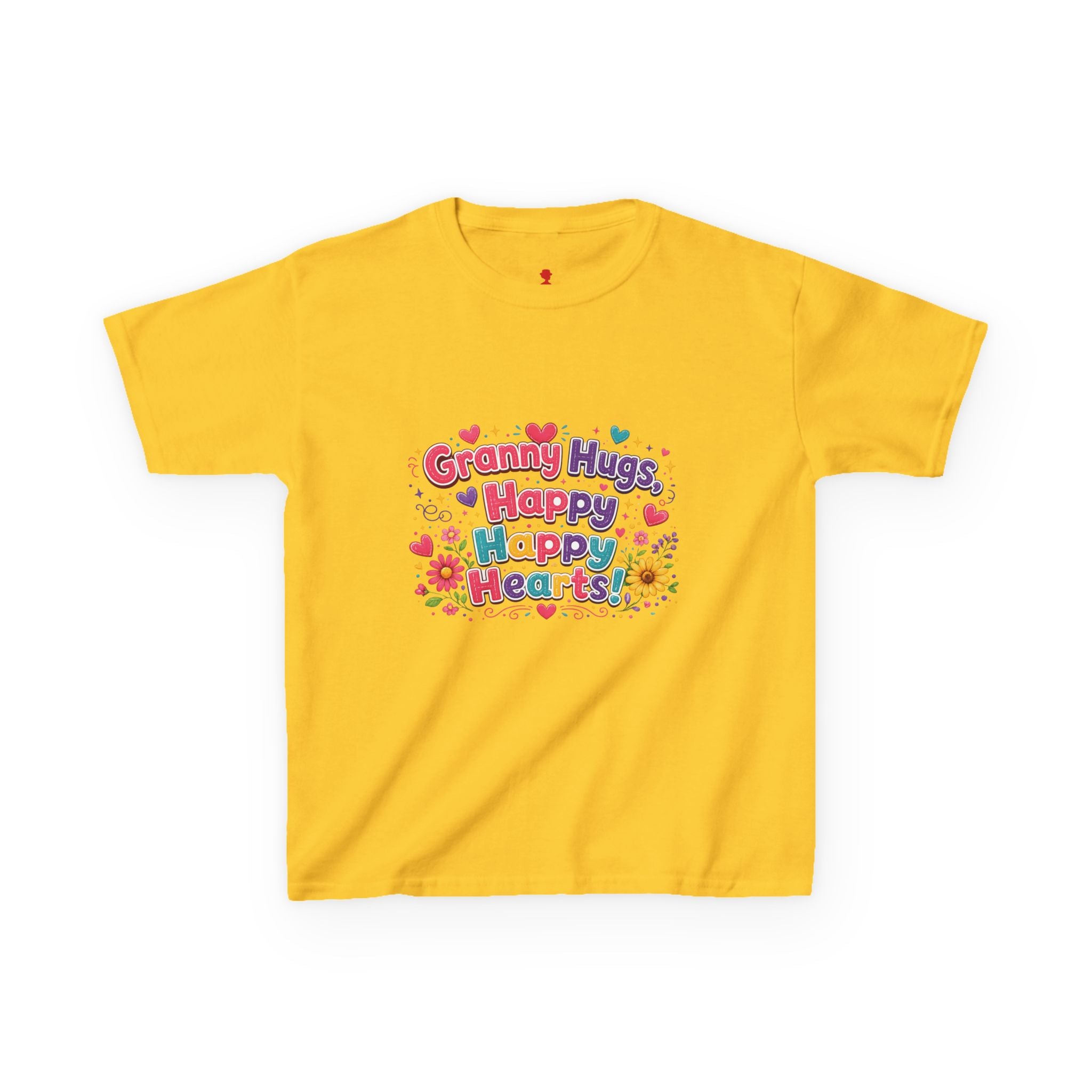 Granny Hugs Happy Hearts Kids Tee | Colorful Floral Kids Shirt