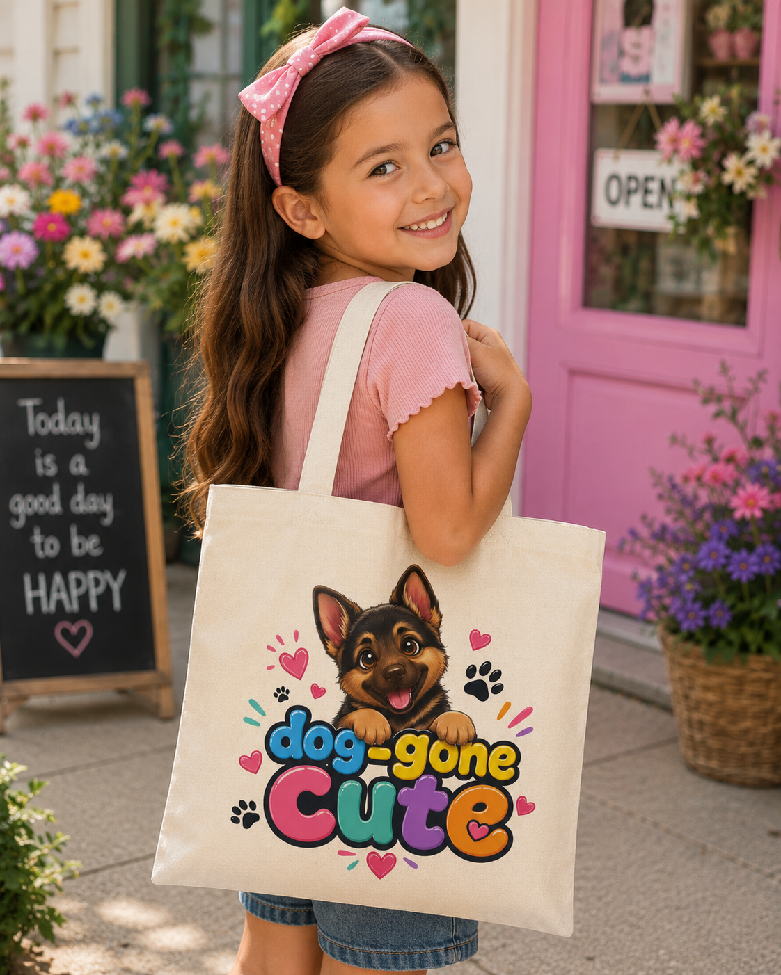 Dog-Gone Cute Tote Bag — Cute German Shepherd Paw Print Canvas Tote