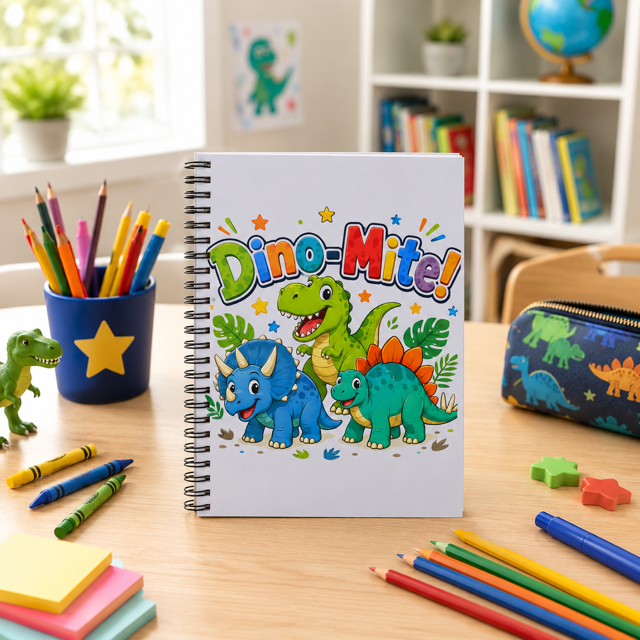 Dino-Mite! Kids Spiral Notebook — Cute Dinosaur Ruled Journal for School & Notes