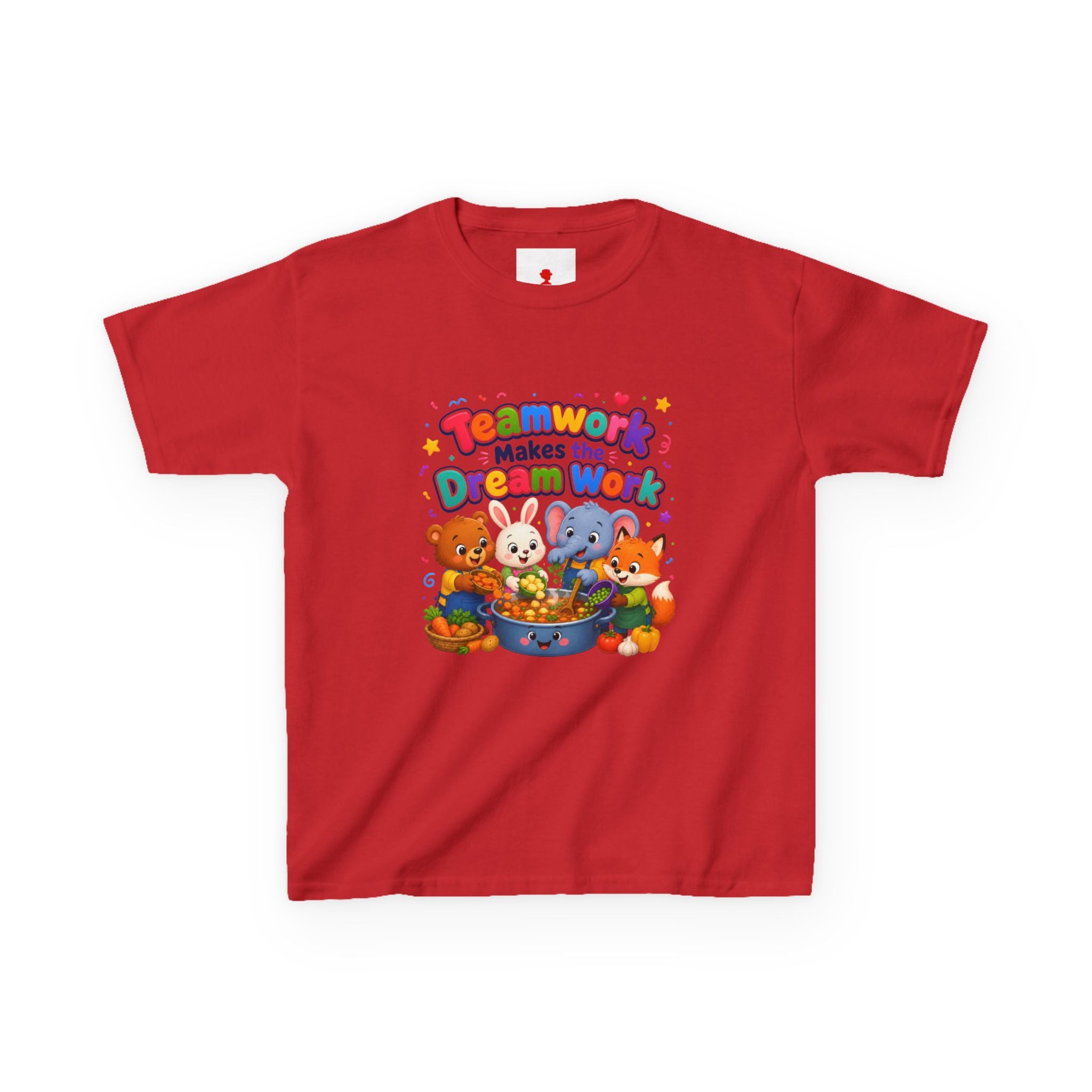Kids Tee — “Teamwork Makes the Dream Work” Cute Animal Classroom Shirt