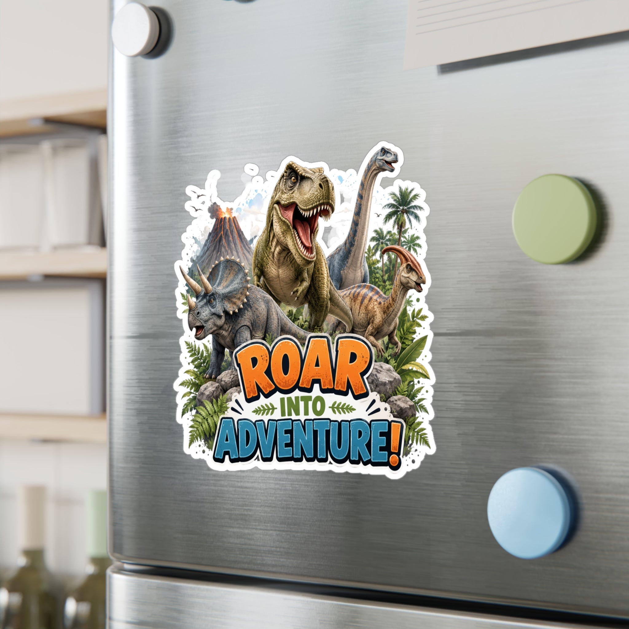 Roar Into Adventure! Dinosaur Kiss-Cut Vinyl Sticker