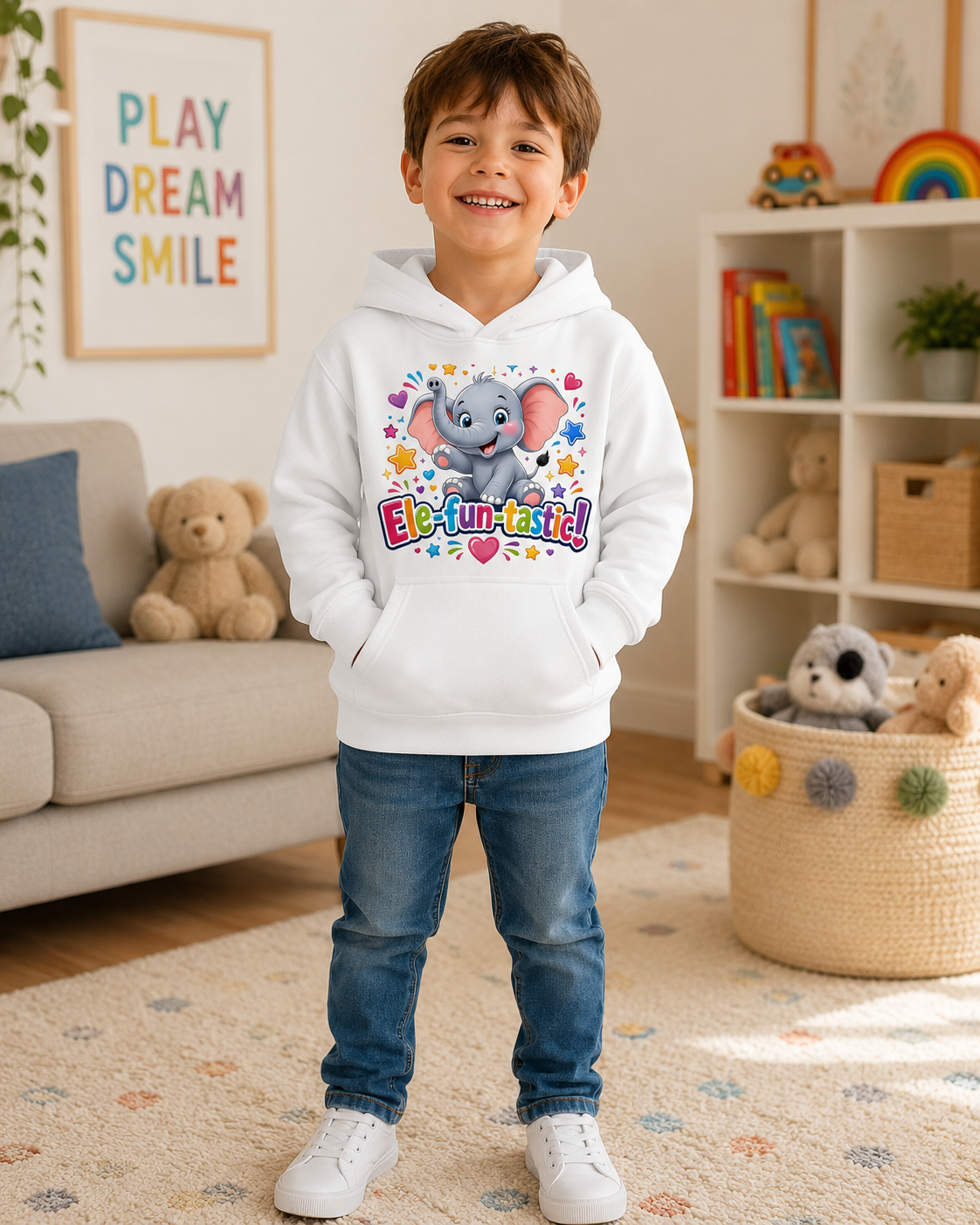 Ele-fun-tastic! Cute Elephant Kids Hoodie — Colorful Toddler Pullover