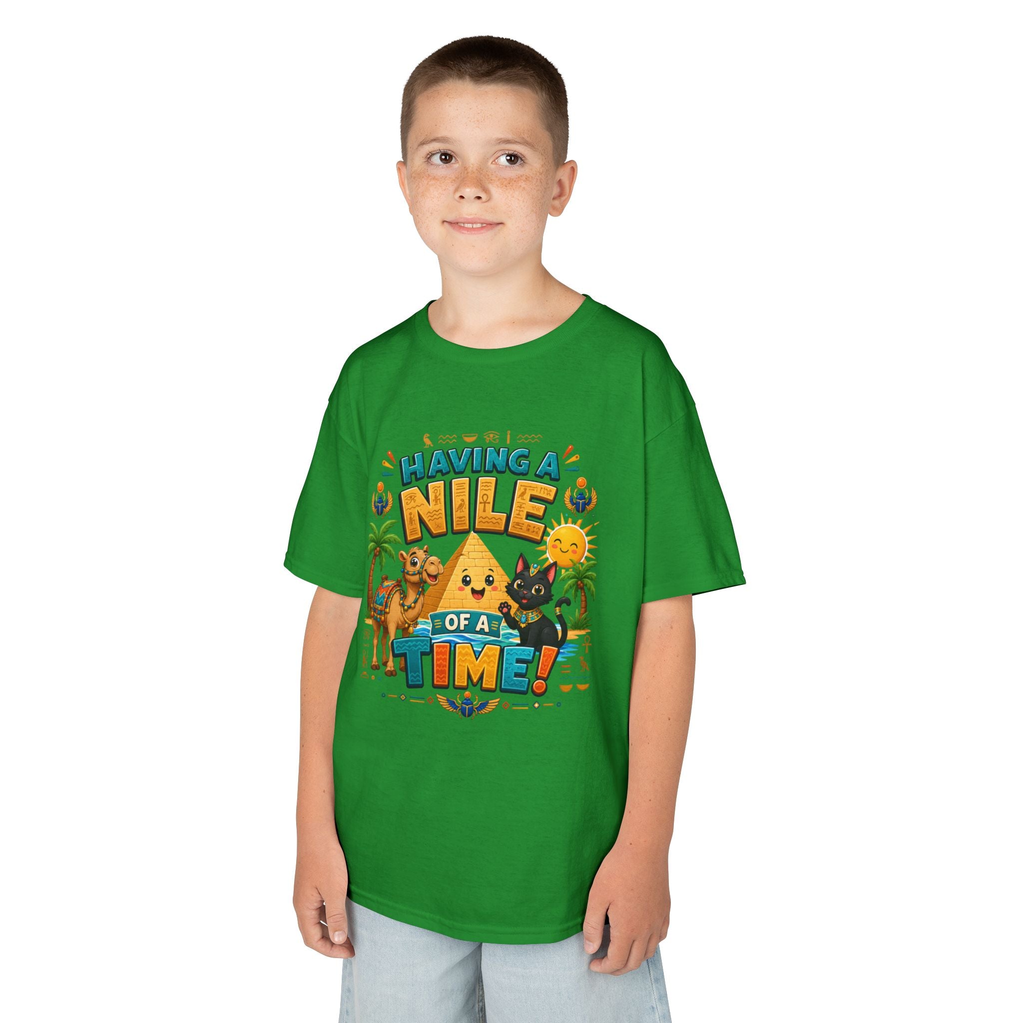 Having a Nile of a Time Kids Tee | Camel Pyramid Desert Cartoon