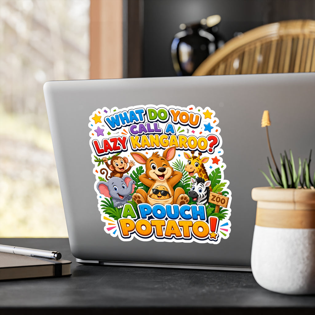 What Do You Call A Lazy Kangaroo? A Pouch Potato Sticker | Kiss-Cut Vinyl Decal