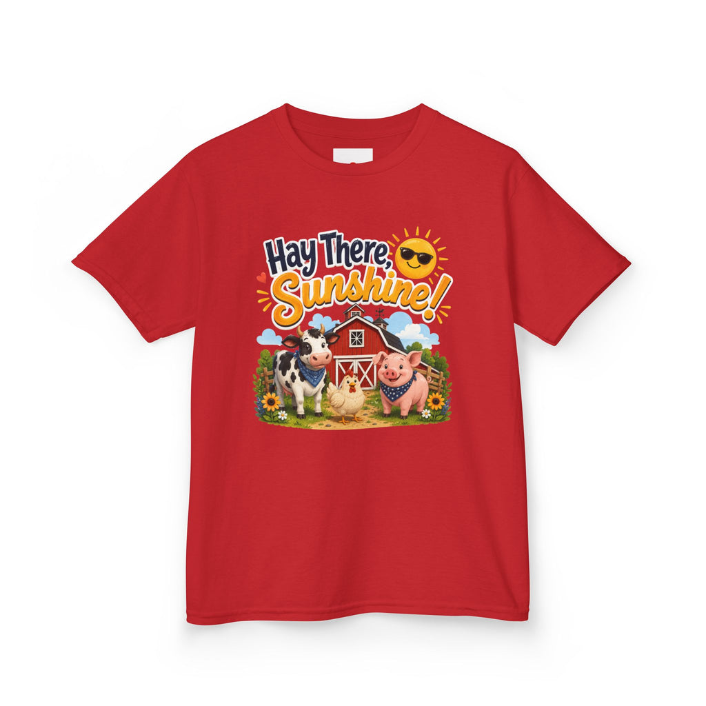 Kids Tee — "Hay There, Sunshine!" Farm Animal Graphic