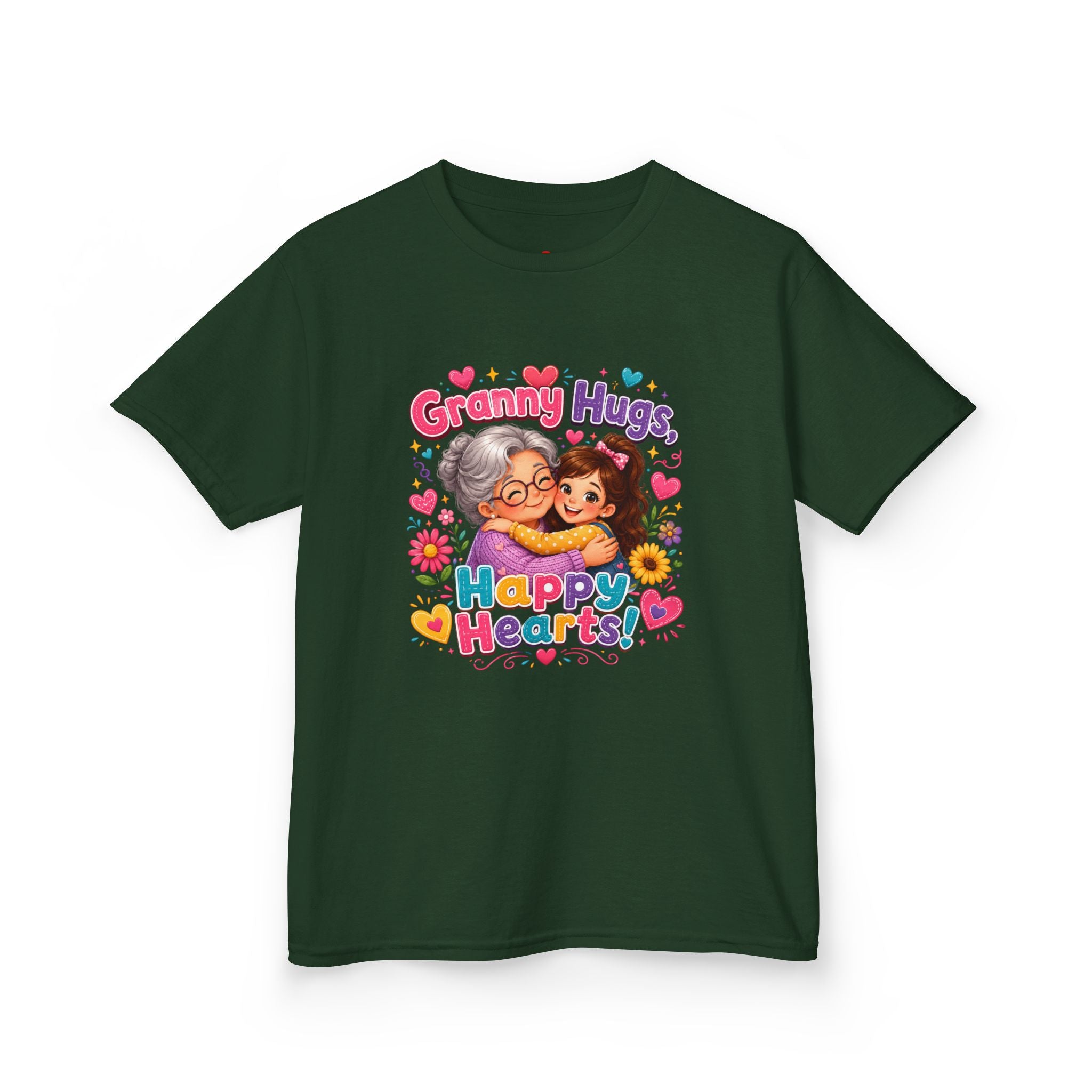 Granny Hugs Happy Hearts Tee | Grandma Grandchild Cute Illustration