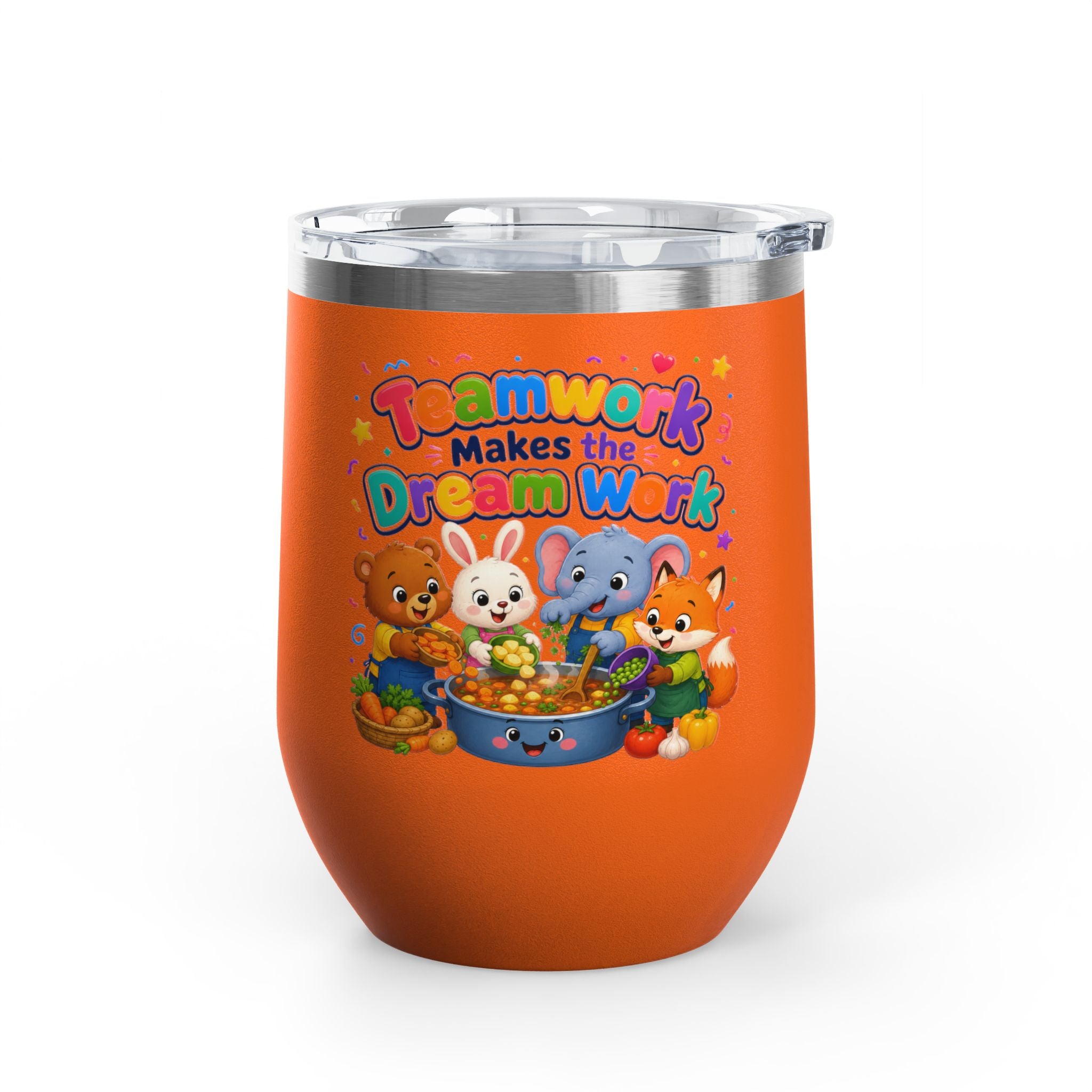 Teamwork Makes the Dream Work Tumbler — 12oz Kids' Cartoon Animal Travel Cup
