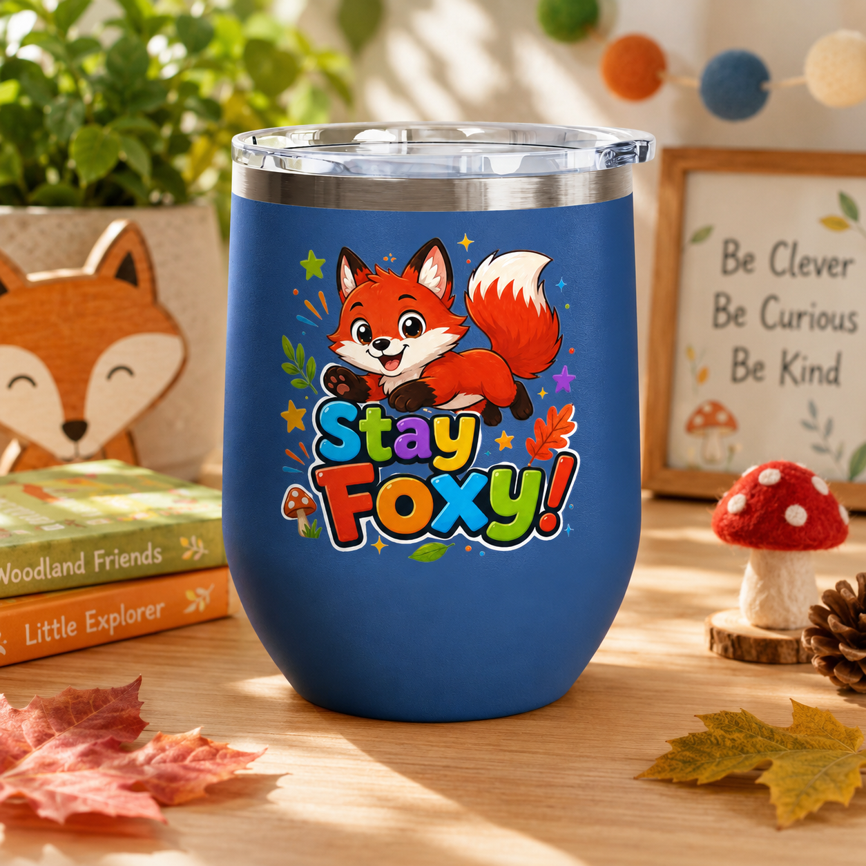 Stay Foxy 12oz Tumbler — Cute Fox Insulated Cup