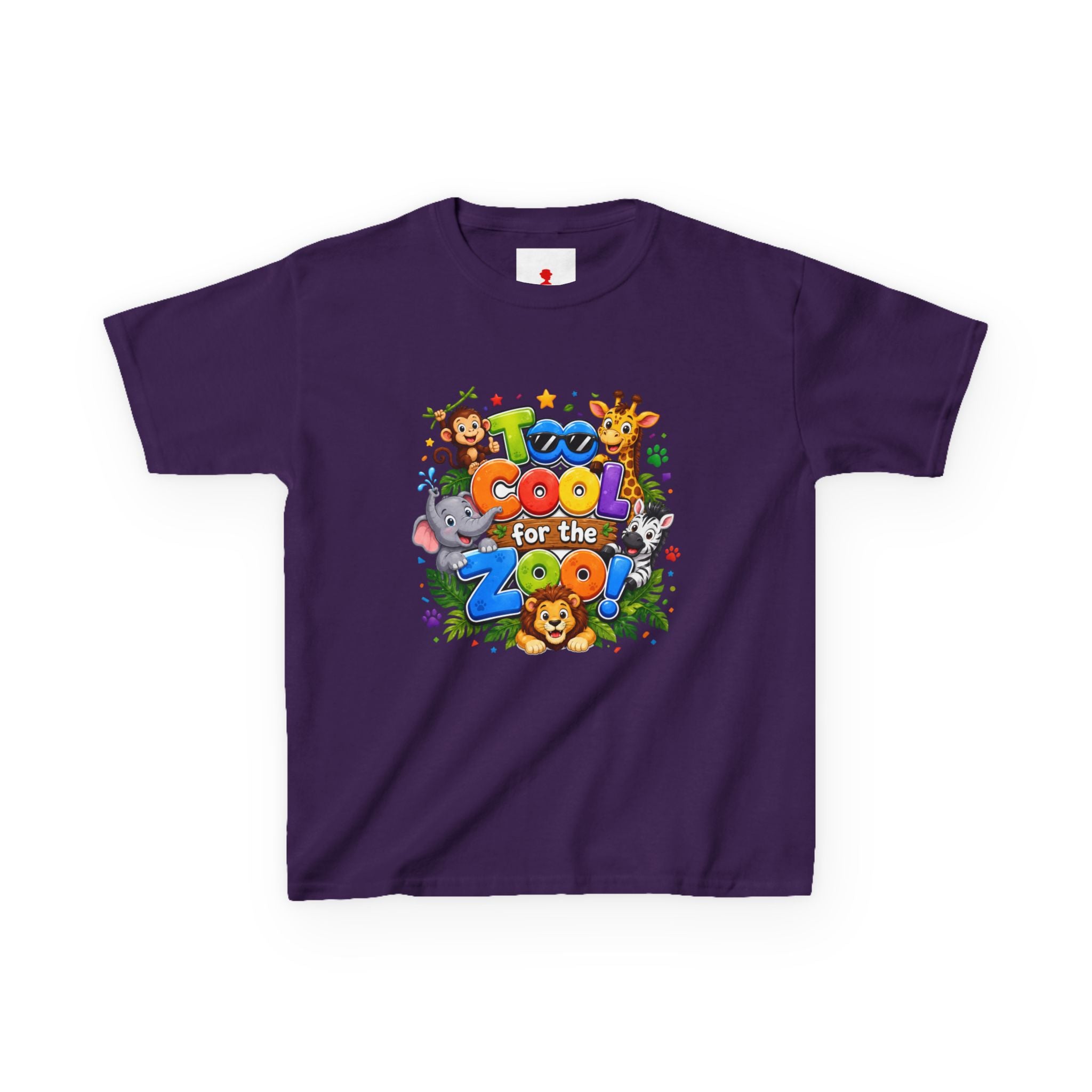 Kids Tee — "Too Cool for the Zoo" Colorful Animal Graphic