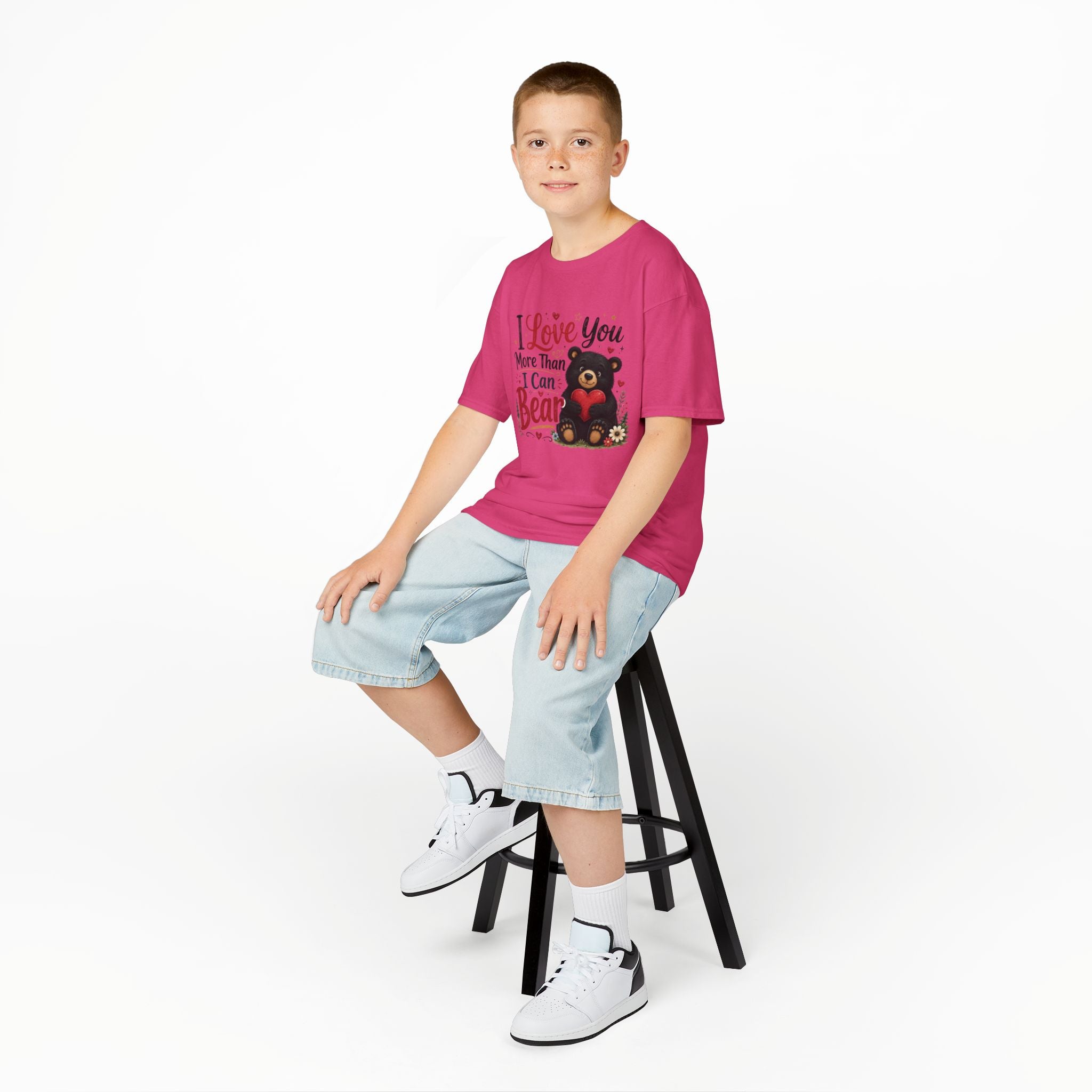 Kids T-Shirt - "I Love You More Than I Can Bear" Cute Bear Valentine Tee