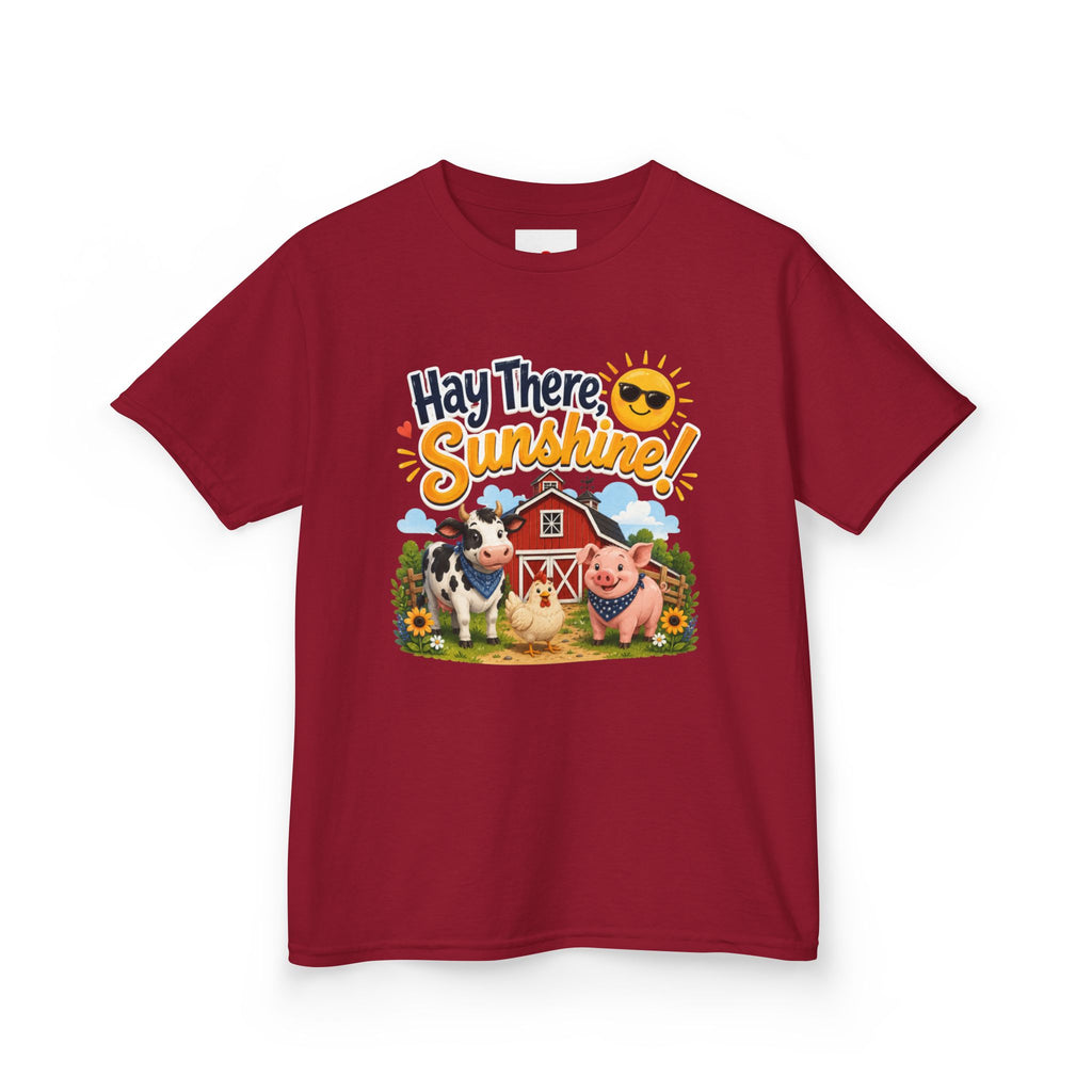 Kids Tee — "Hay There, Sunshine!" Farm Animal Graphic