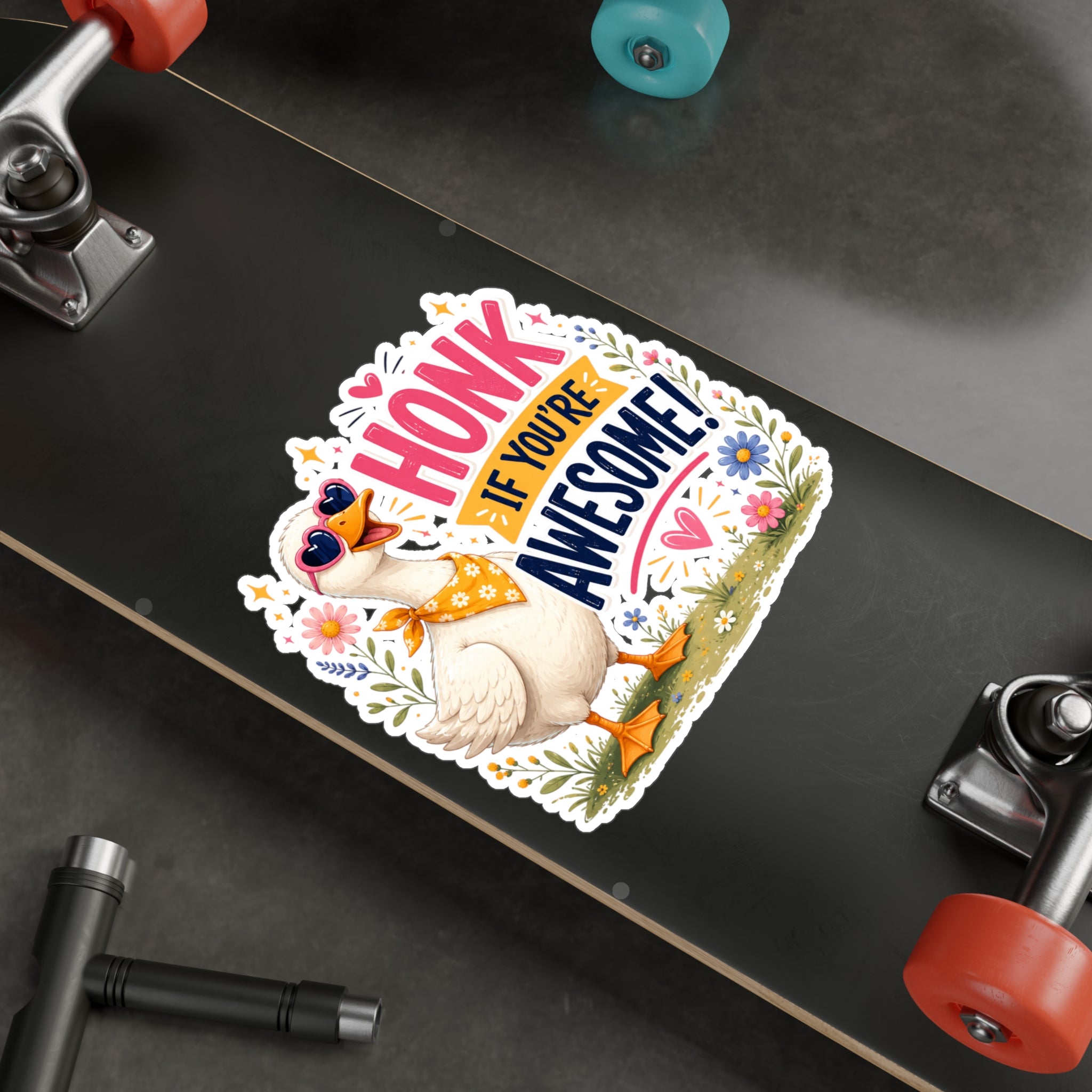 Sticker — "Honk If You’re Awesome" Cute Goose Vinyl Decal