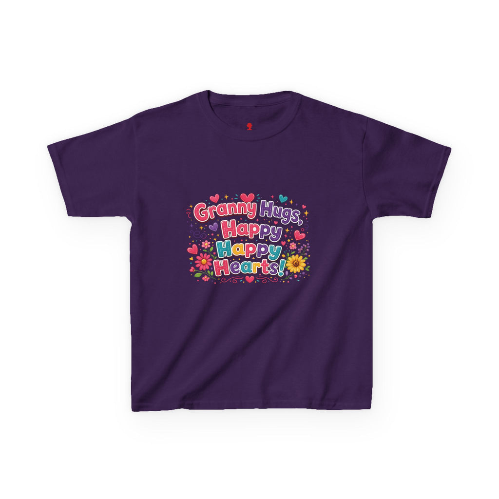 Granny Hugs Happy Hearts Kids Tee | Colorful Floral Kids Shirt