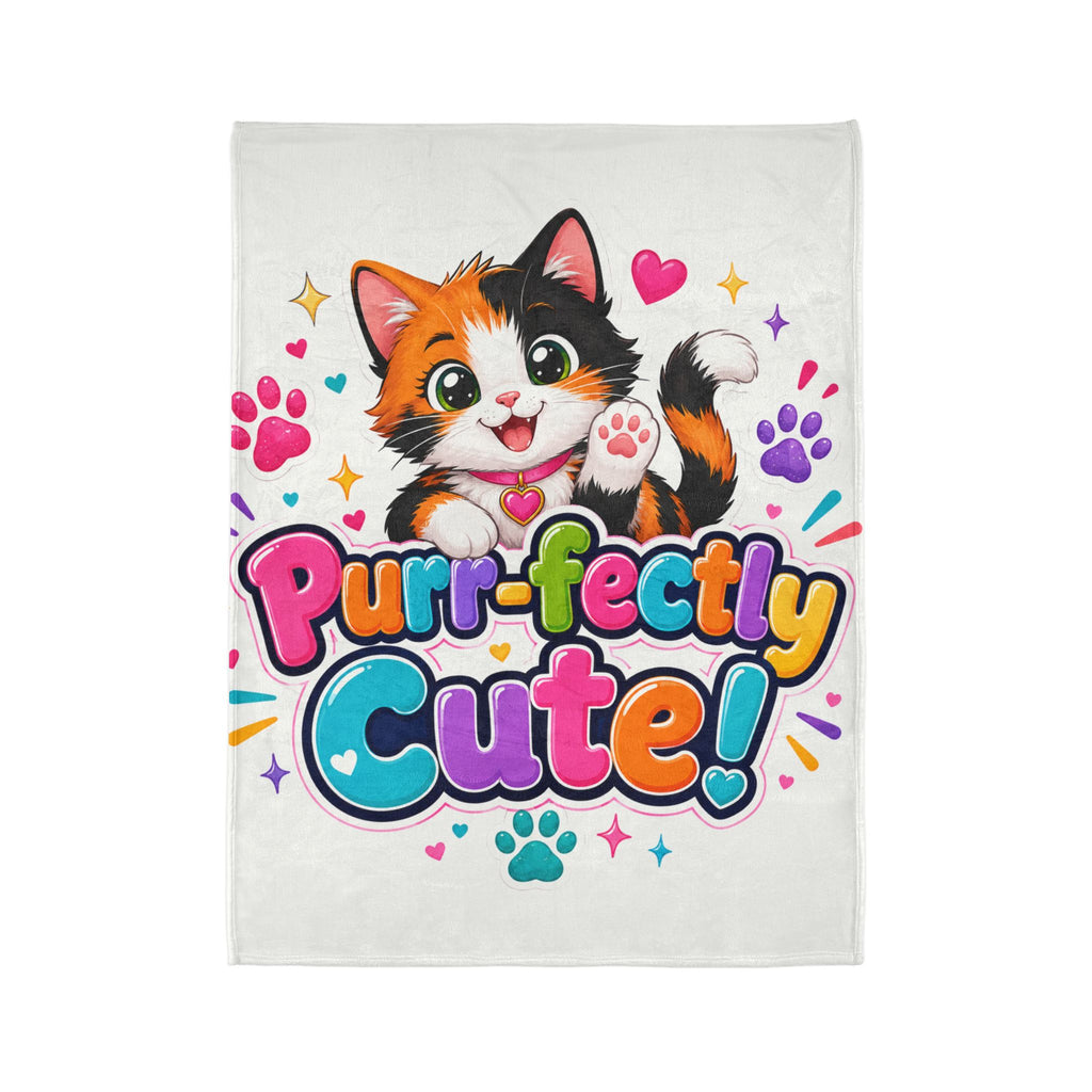 Purr-fectly Cute! Cat Plush Blanket — Soft Polyester Throw for Kids & Cat Lovers