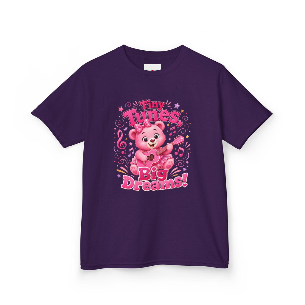 Kids T-Shirt — "Tiny Tunes, Big Dreams" Cute Pink Bear Music Tee