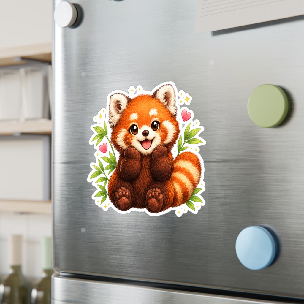 Red Panda Kiss-Cut Vinyl Sticker — Cute Cartoon Animal Decal for Laptops, Water Bottles & Windows